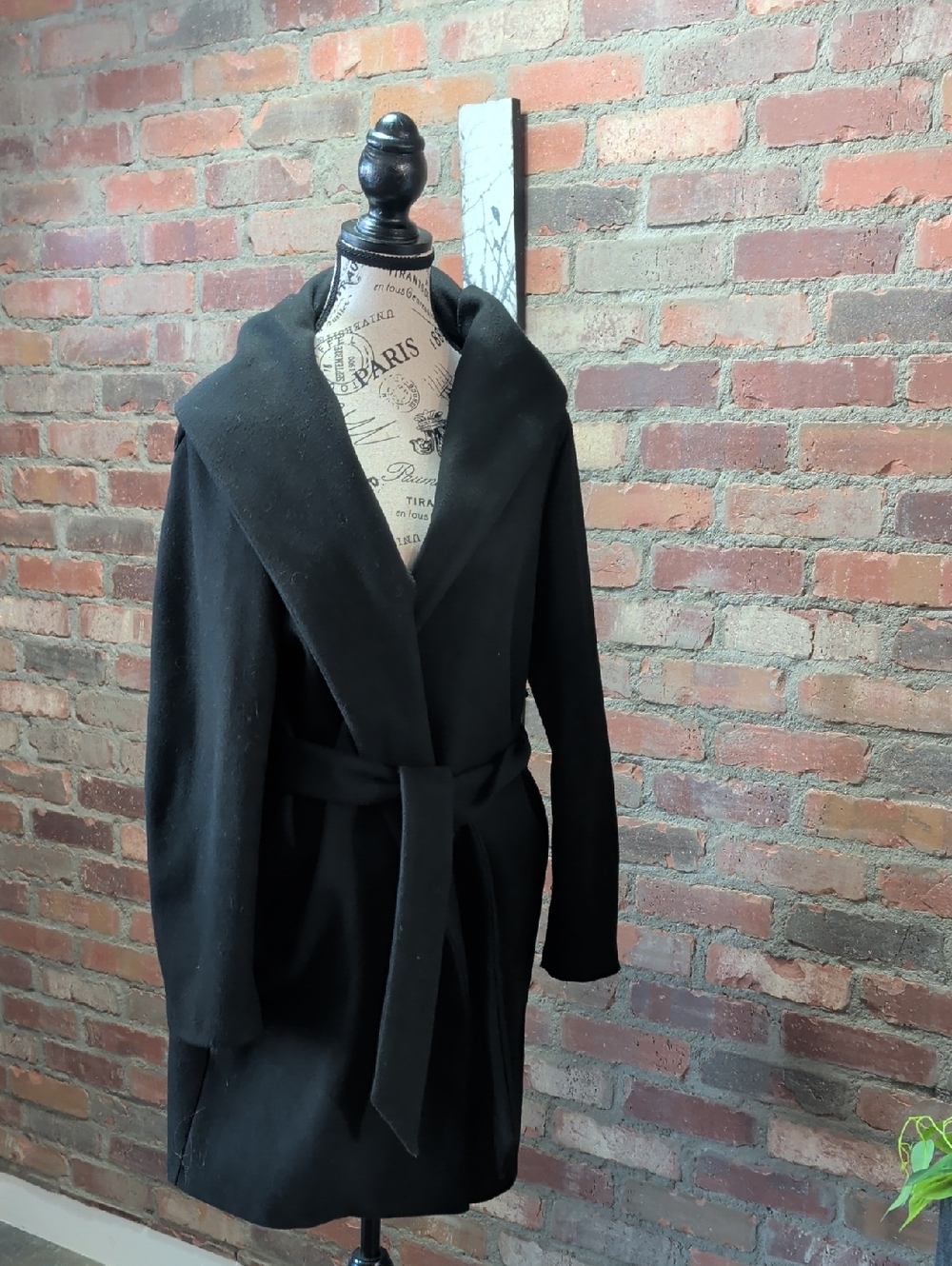 Zara Black Coat with Belt Closure
